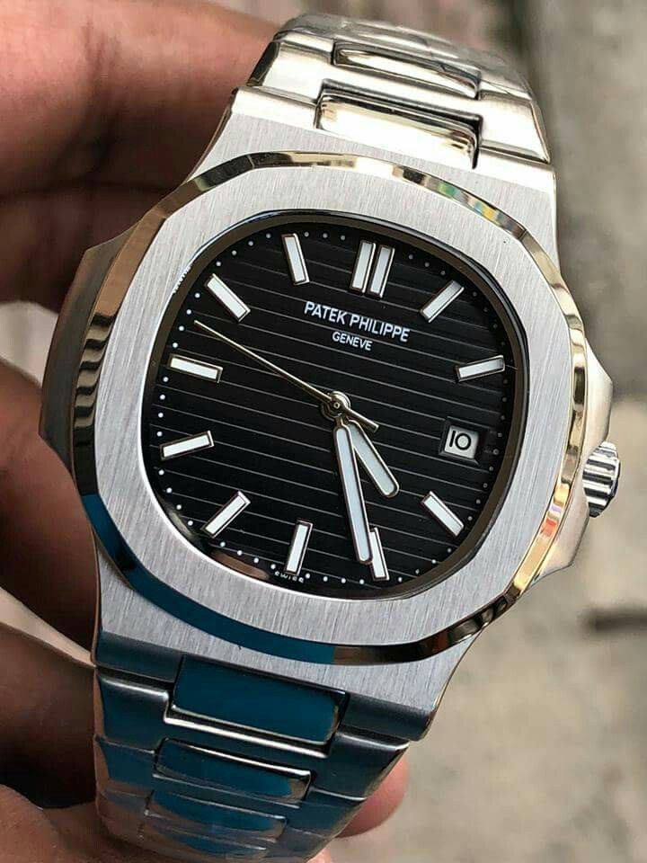 Patek Phillippe Black Silver Dial Watch