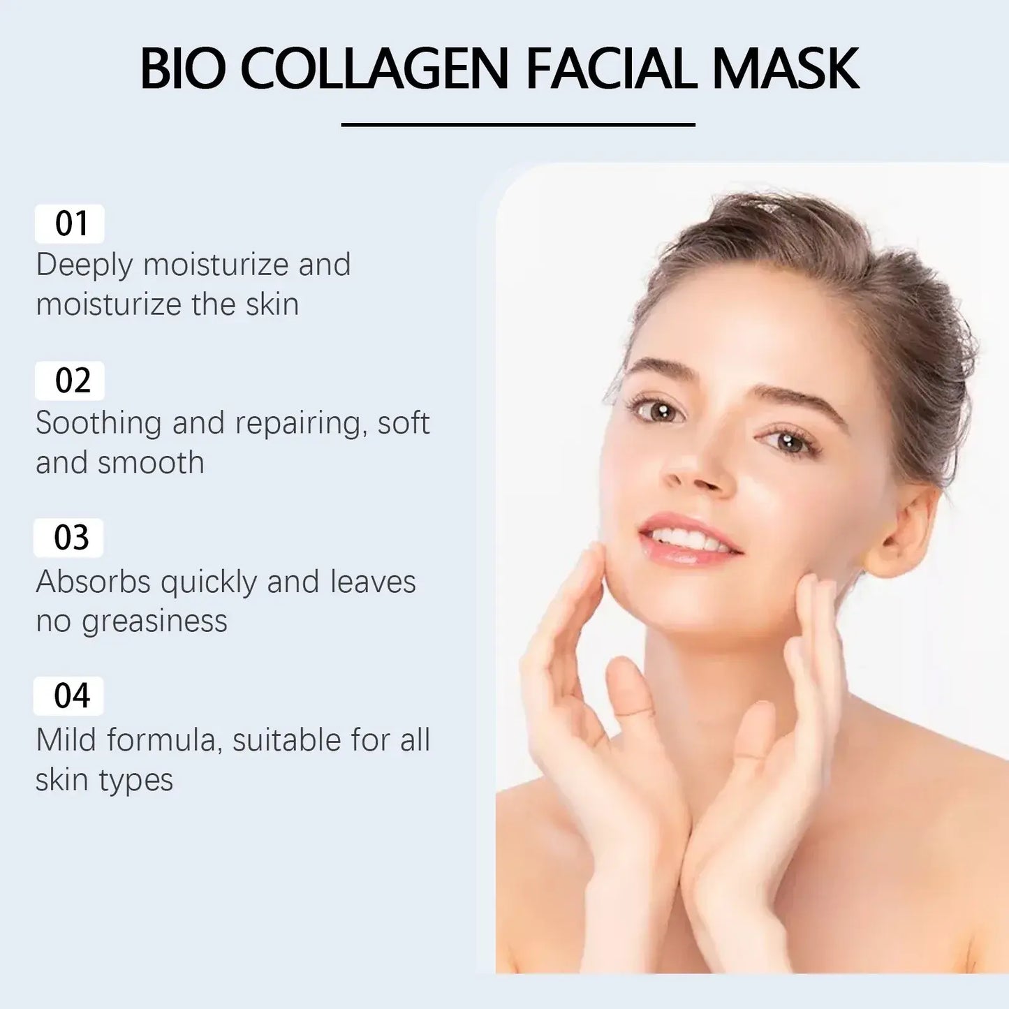 Deep Collagen Wrinkle Lifting Mask, Bio Collagen Face Mask, Deep Hydrating Firming Overnight Hydrogel Mask (4Pcs/Box) 1Ml