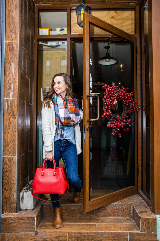 Jane - Red Vegan Leather Satchel - Winklip