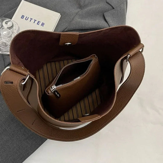 2pcs/Set Retro Small Solid Color Leather Shoulder Bags for Women 2025