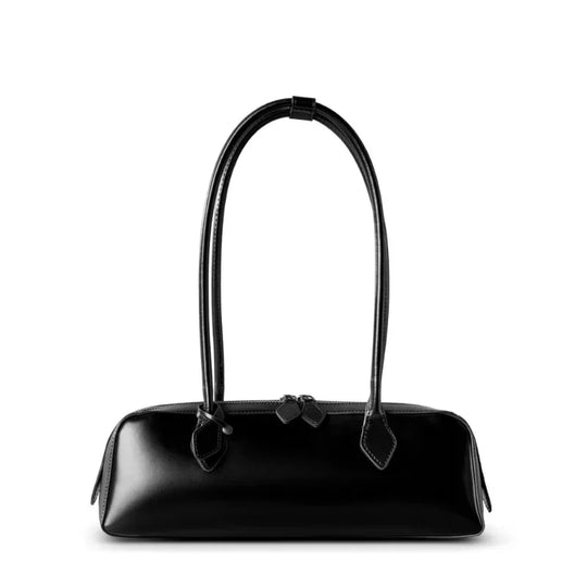 2025 New Burgandy Leather Baguette Bag with Long Strip