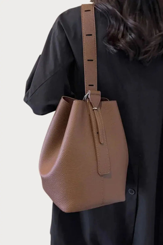 2pcs/Set Retro Small Solid Color Leather Shoulder Bags for Women 2025