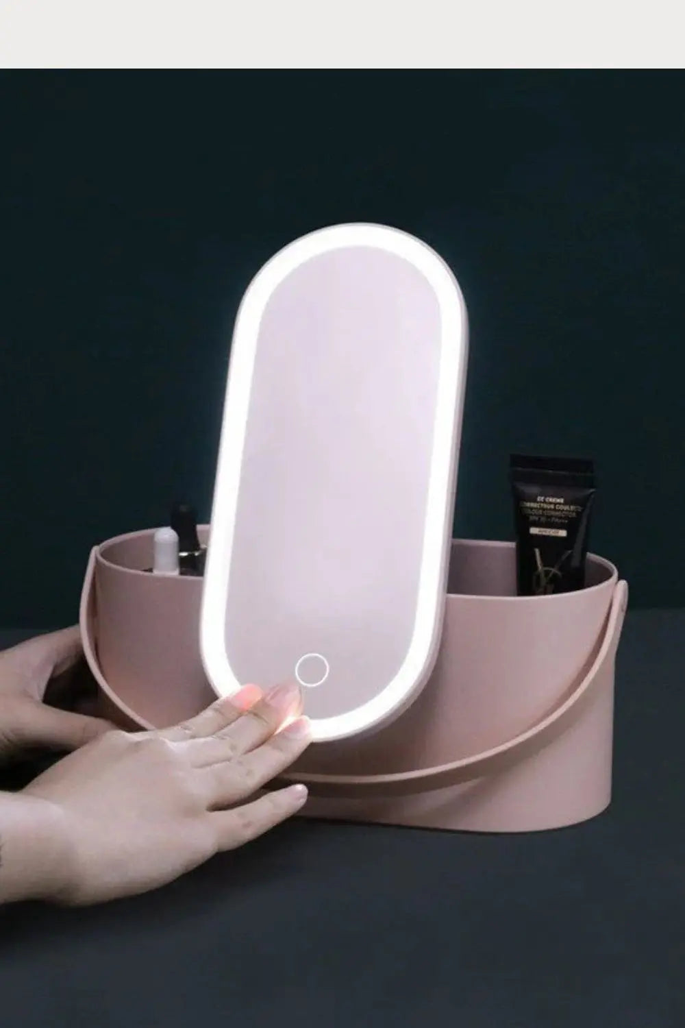 Portable LED Light Storage Box Beauty And Makeup Mirror